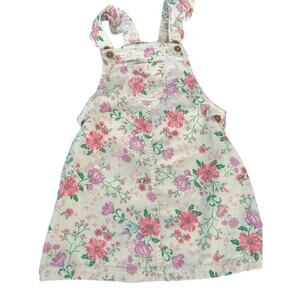 Vintage Shabby Chic Girls Floral Print 100% Cotton Overall Jumspuit Size 4